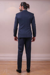Designer Purssian Blue Bandhgala Set on Pintext Sequins Itlaian Fabric sasyafashion