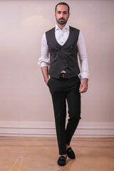 Designer Black Waist Coat Trouser with  Sequins Kardana work on Polynosic  Italian Fabric sasyafashion
