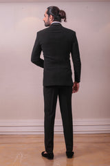 Designer Black Tuxedo Polynosic  Sequins Kardana Work sasyafashion