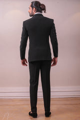 Designer Black Tuxedo Trouser with Intricate Sequins Kardana work on Polynosic Italian Fabric sasyafashion