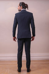 Designer Purssian Blue Two Piece Suit Stylize Polynosic Italian Fabric with Kardana Sequins work sasyafashion
