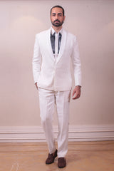 Designer White Tuxedo With Intricate Kardana Sequins work Shirt & Trousers sasyafashion