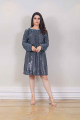 Designer Charcoal gray colour Dress sasyafashion
