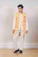 Kurta Jacket For Men In Yellow, Cream Colour sasyafashion