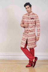 Indo Western For Men In Cream Colour sasyafashion