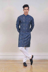 Kurta Set For Men In Blue Colour sasyafashion
