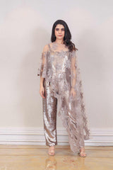 Designer Golden colour jumpsuit sasyafashion