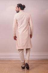 Designer Beige Sherwani Set on Raw Silk Multi Highlight with Beads& Kardana work sasyafashion