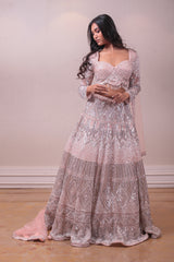 Designer Pink Net Embodied Lehenga sasyafashion