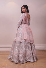 Designer Pink Net Embodied Lehenga sasyafashion