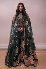 Designer Green Sequin Lehenga Net Dupatta sasyafashion