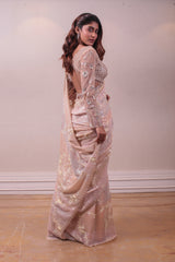 Designer Purssian pink satin saree sasyafashion