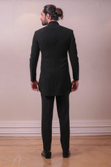 Designer Black Polynosic Italian in Modern Geometric Kardana Sequins Work Nehru Jacket sasyafashion