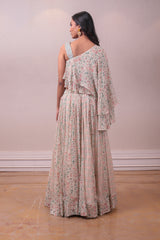 Designer White Floral Chiffon Co-Ords sasyafashion