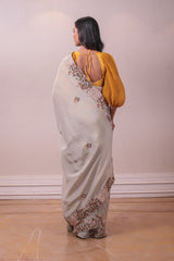 Designer Beige Dola Silk saree sasyafashion