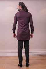 Designer Wine Plum Kurta Highlighted Broach sasyafashion