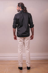 Designer Black Cotton Shirt with Handpainted Design sasyafashion