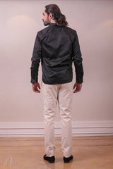 Designer Black Cotton Shirt with Handpainted Design sasyafashion