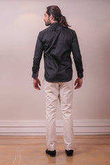 Designer Black Cotton Shirt with Handpainted Design sasyafashion
