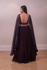 Designer Maroon Chiffon Lehenga Net Dupatta sasyafashion