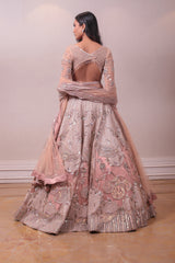 Designer Peach Raw Silk Kardana Work Lehenga sasyafashion