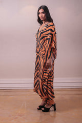 Designer Orange Black Crepe Kaftan Pant sasyafashion
