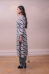 Designer Blue Cotton Chanderi Kurti Palazzo Set sasyafashion