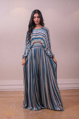 Designer Blue Chinon Palazzo Set sasyafashion