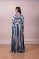 Designer Blue Chinon Palazzo Set sasyafashion