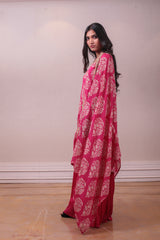 Designer Pink Red Georgette Sharara Set sasyafashion