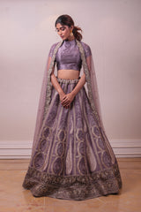 Designer Lavender Raw Silk Lehenga With Net Dupatta sasyafashion