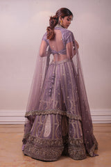 Designer Lavender Raw Silk Lehenga With Net Dupatta sasyafashion