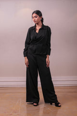 Designer Black Lycra Pantsuit Set sasyafashion