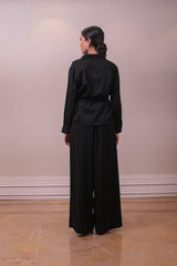 Designer Black Lycra Pantsuit Set sasyafashion
