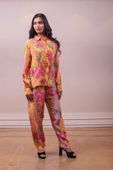 Designer Yellow Floral Printed Crepe Co-Ords Set sasyafashion