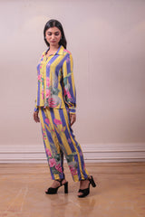 Designer Multi Printed Crepe Yellow Lavender Pink Floral Co-ords sasyafashion