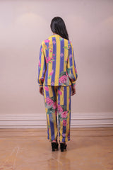 Designer Multi Printed Crepe Yellow Lavender Pink Floral Co-ords sasyafashion