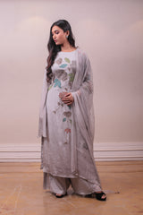 Designer Grey Printed Salwar Kameez Set sasyafashion