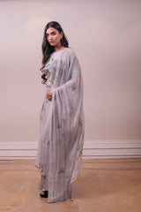 Designer Grey Printed Salwar Kameez Set sasyafashion