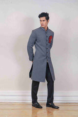 Indo Western For Men In Grey Colour sasyafashion