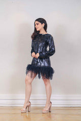 Designer Navy blue colour Dress sasyafashion