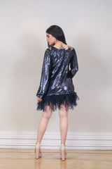 Designer Navy blue colour Dress sasyafashion