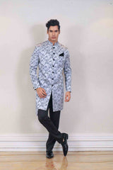 Indo Western For Men In Grey Colour sasyafashion