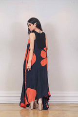 Designer Saffron and black colour Dress sasyafashion