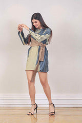Designer Gray and Beige colour Dress sasyafashion
