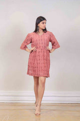 Designer Rust colour Dress sasyafashion