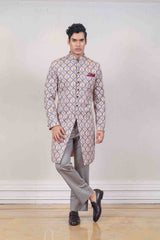 Indo Western For Men In Grey Colour sasyafashion