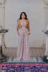 Jacket Jumpsuit in White, Rust colour sasyafashion