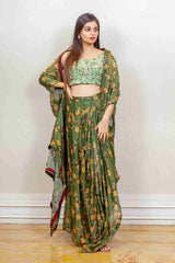 Designer Green colour Co-ord with Jacket sasyafashion