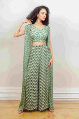 Designer Teal colour Co-ord with Jacket sasyafashion